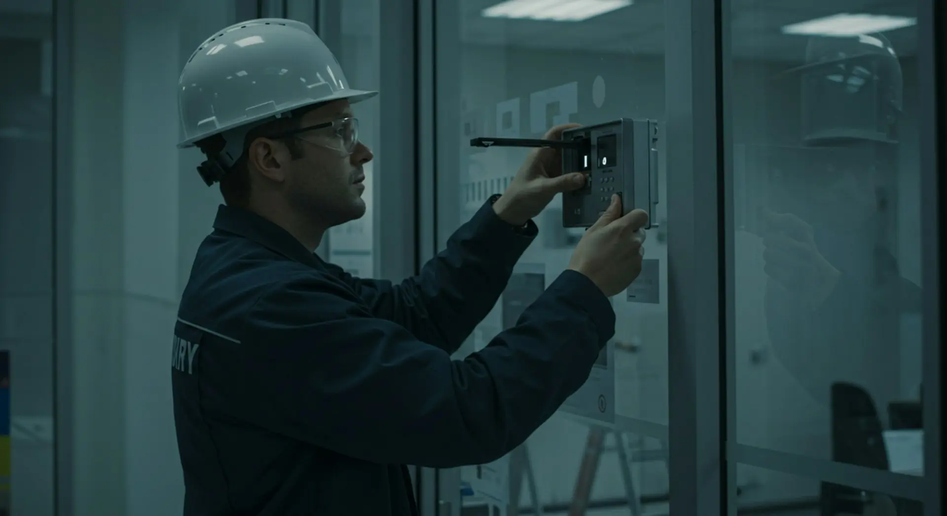 Técnico de mantenimiento revisando un tablero en planta