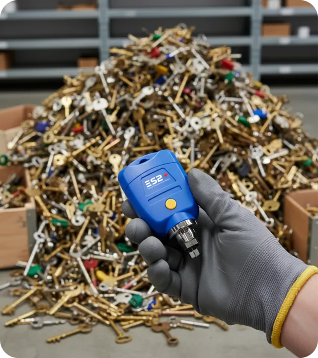 Llave electrónica ES2+ frente a un montón de llaves mecánicas